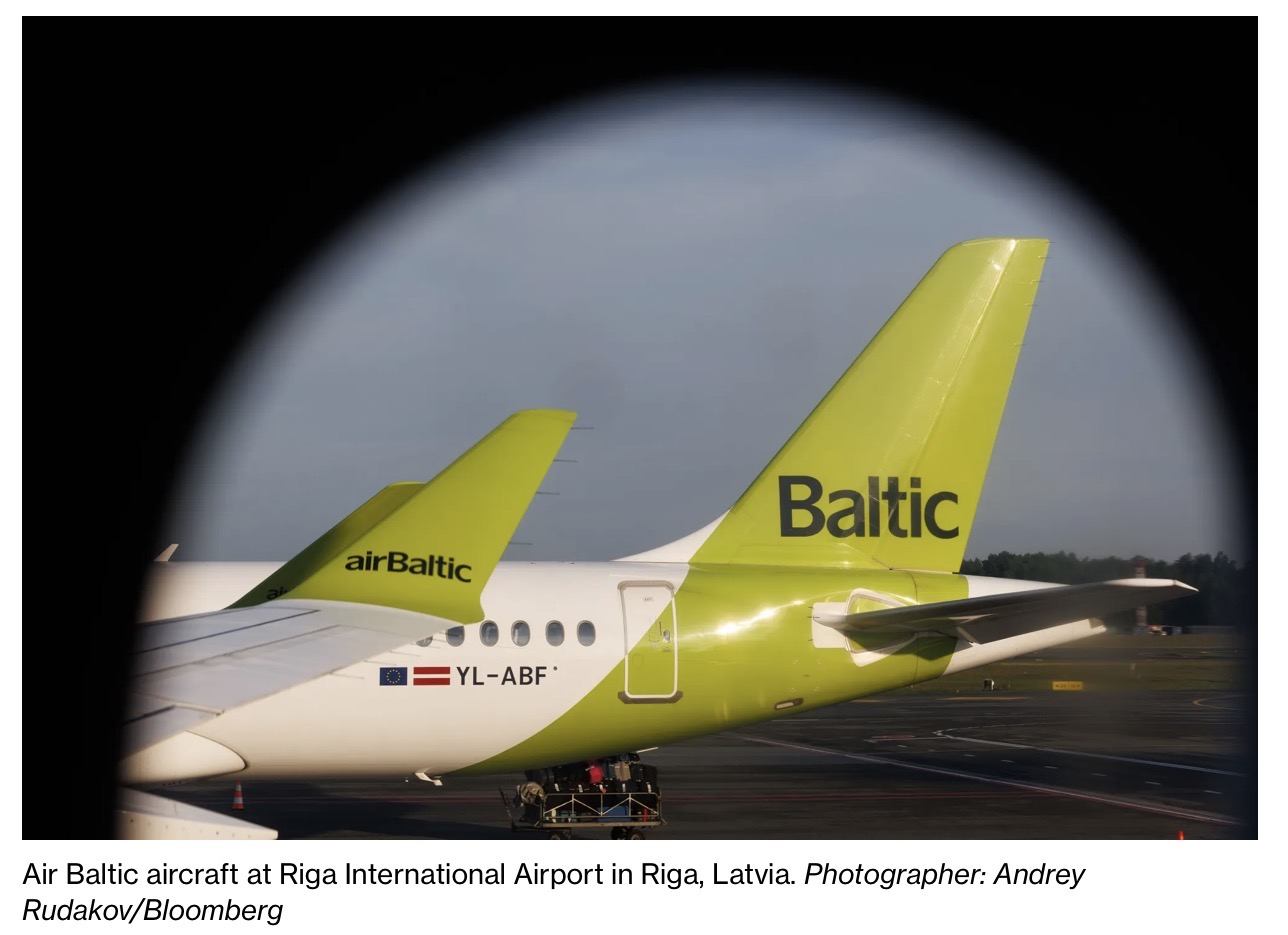 Aereo Air Baltic all'aeroporto di Riga