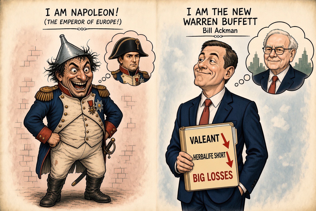 Vignetta: Napoleone e Bill Ackman che si crede Warren Buffett